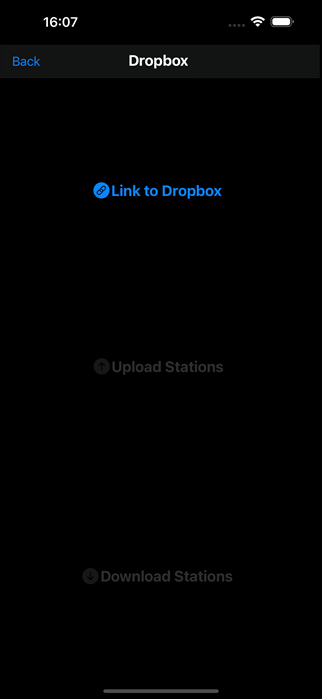 Dropbox screen (Dark Mode)