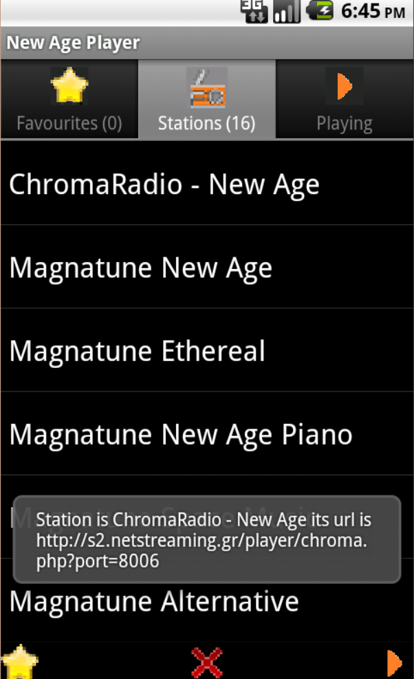Stations tab with station selected