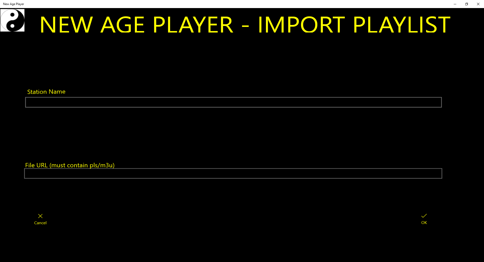 Import Playlist screen