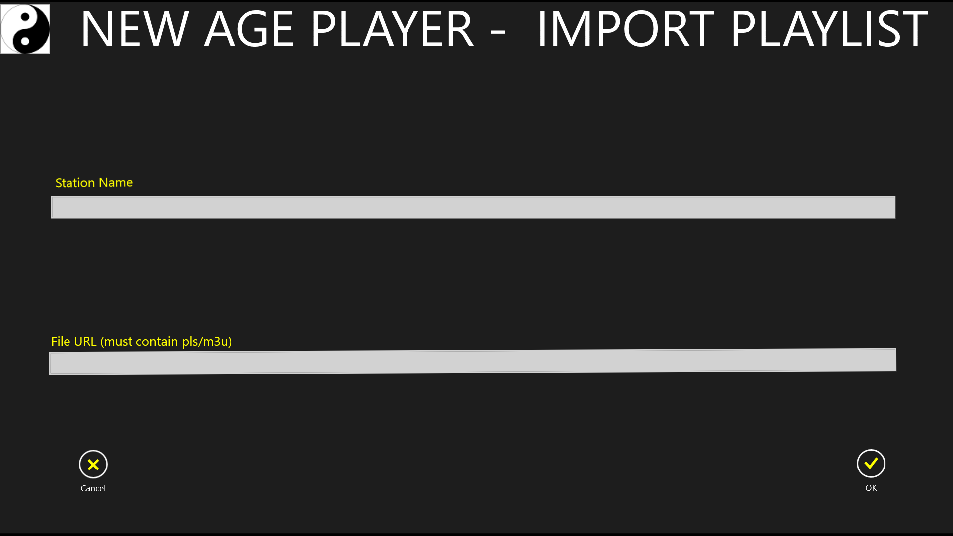 Import Playlist screen
