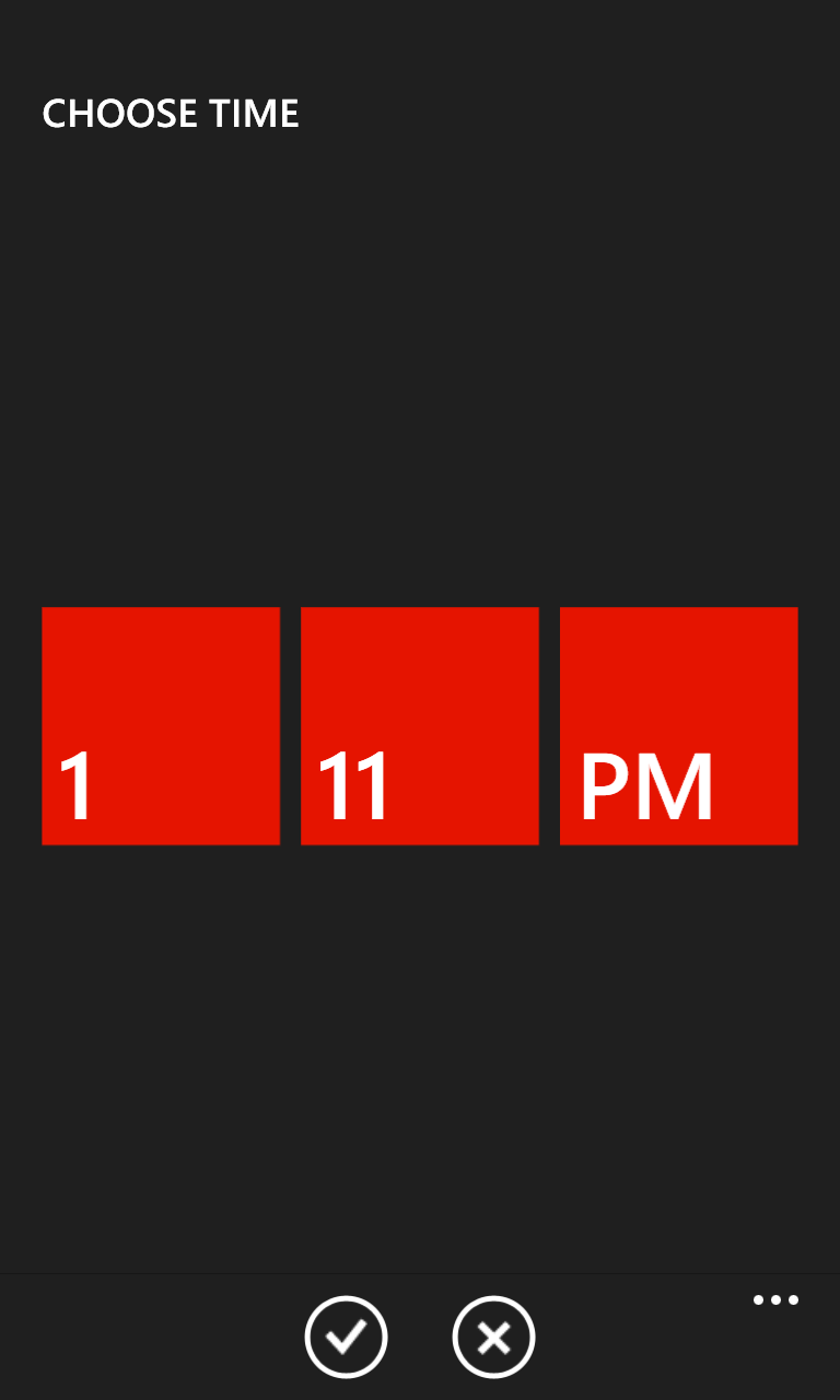 Time picker screen